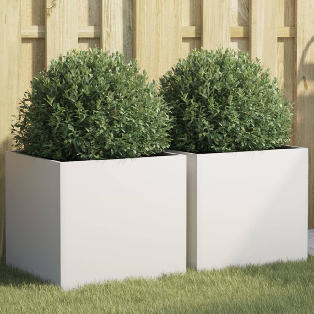 Produktbild för Odlingslådor 2 st vit 42x40x39 cm stål