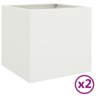 Produktbild för Odlingslådor 2 st vit 42x40x39 cm stål