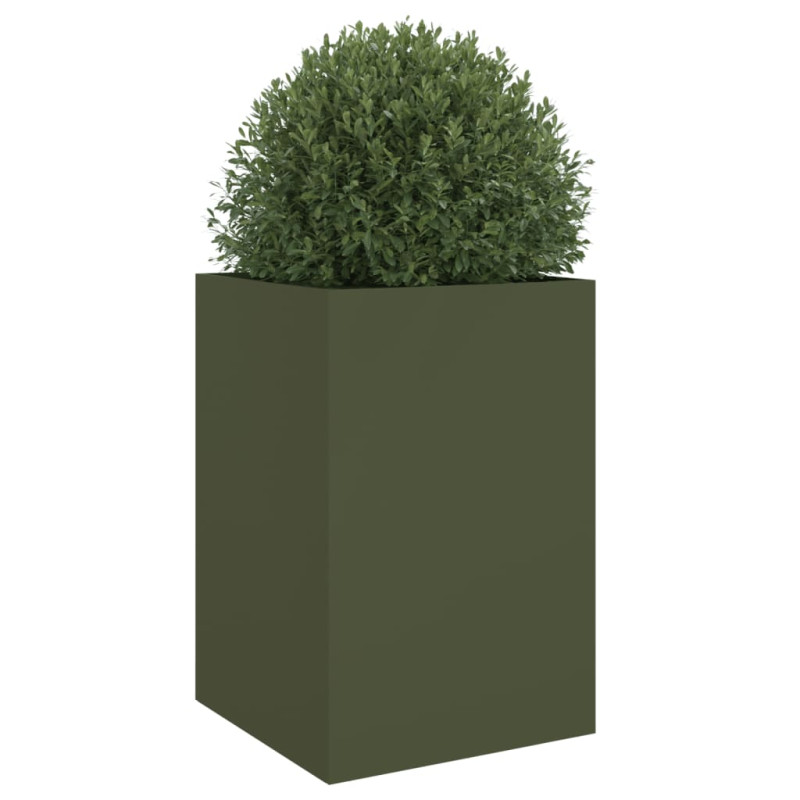 Produktbild för Odlingslåda olivgrön 52x48x75 cm kallvalsat stål