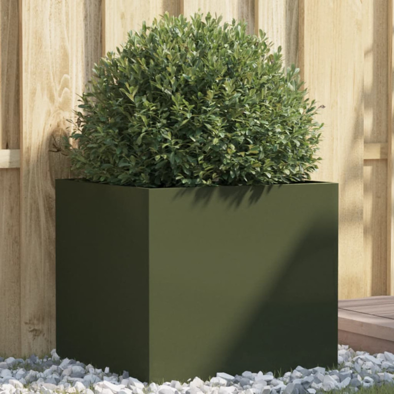 Produktbild för Odlingslåda olivgrön 49x47x46 cm kallvalsat stål