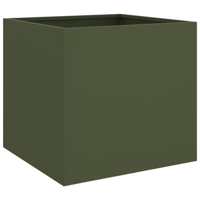 Produktbild för Odlingslåda olivgrön 49x47x46 cm kallvalsat stål