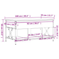 Produktbild för Soffbord brun ek 100x55x50 cm konstruerat trä och metall