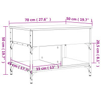 Produktbild för Soffbord rökfärgad ek 70x50x50 cm konstruerat trä och metall