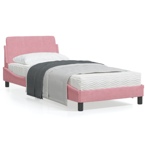 vidaXL Bed Frame with Headboard "Dover" Pink 90x190 cm Velvet - Sängar & Sängramar