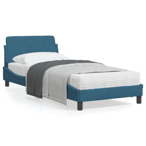 vidaXL Bed Frame with Headboard "Dover" Blue 80x200 cm Velvet - Sängar & Sängramar