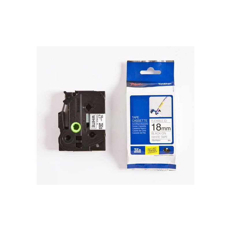 Produktbild för Tape BROTHER TZE-FX241 18mm svart på vit