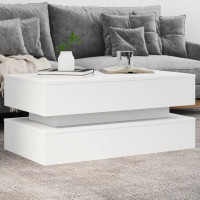 Produktbild för Soffbord med LED vit 90x50x40 cm