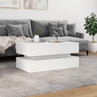 Produktbild för Soffbord med LED vit 90x50x40 cm