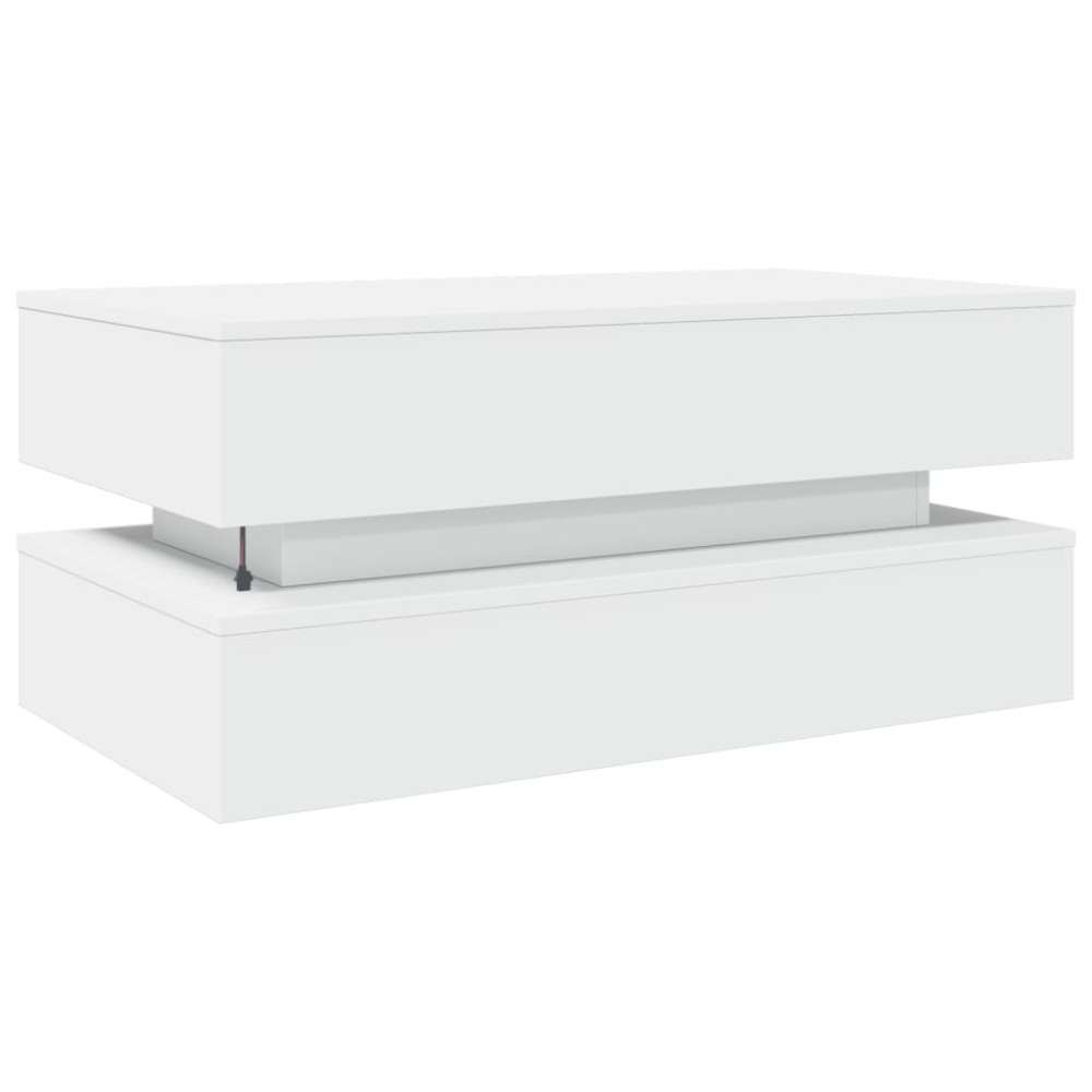 Produktbild för Soffbord med LED vit 90x50x40 cm