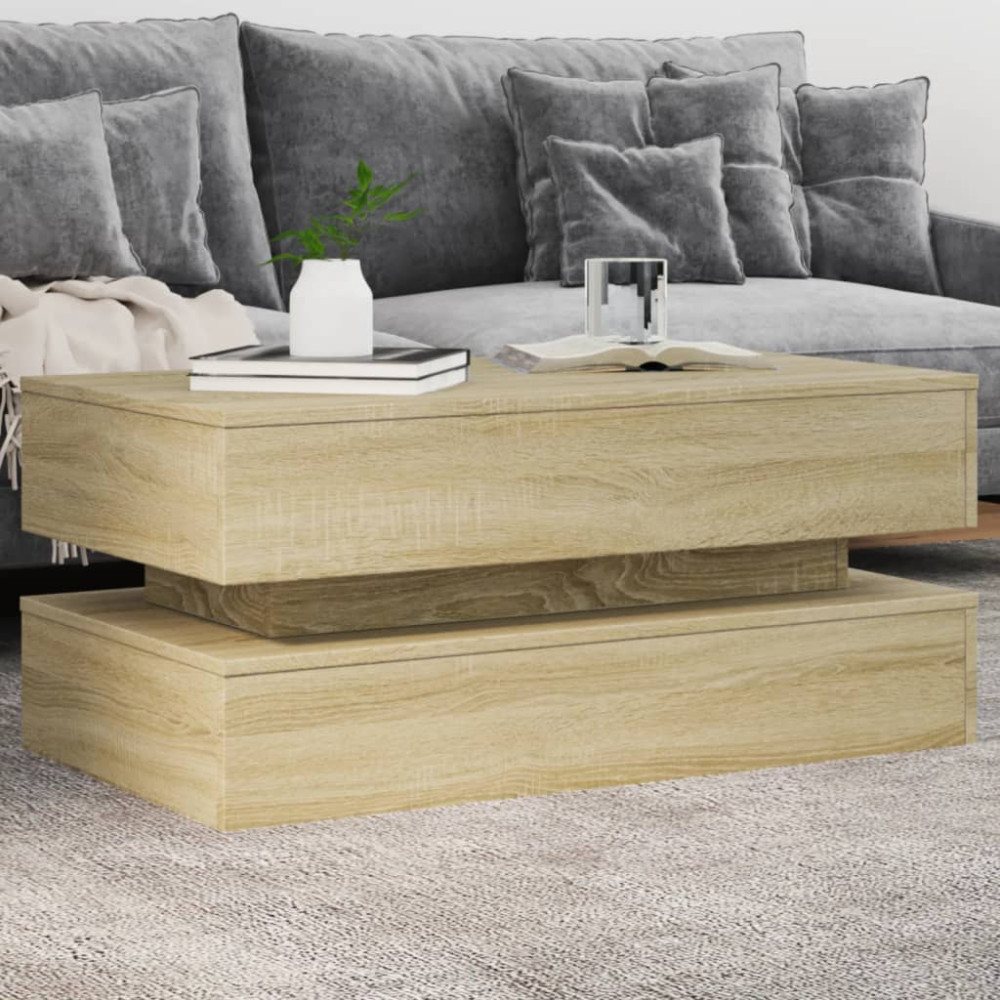 Produktbild för Soffbord med LED sonoma-ek 90x50x40 cm