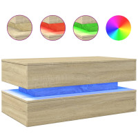 Produktbild för Soffbord med LED sonoma-ek 90x50x40 cm