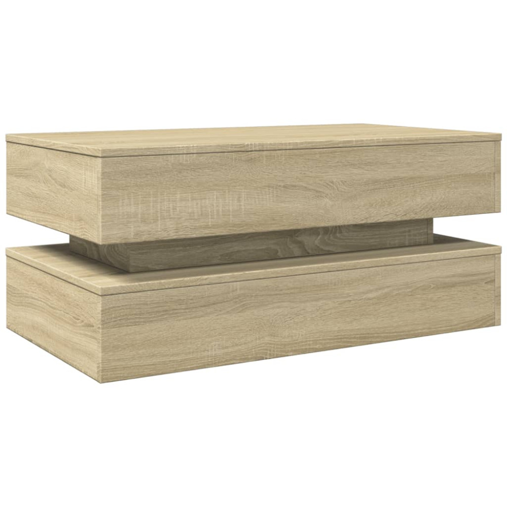 Produktbild för Soffbord med LED sonoma-ek 90x50x40 cm