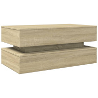 Produktbild för Soffbord med LED sonoma-ek 90x50x40 cm