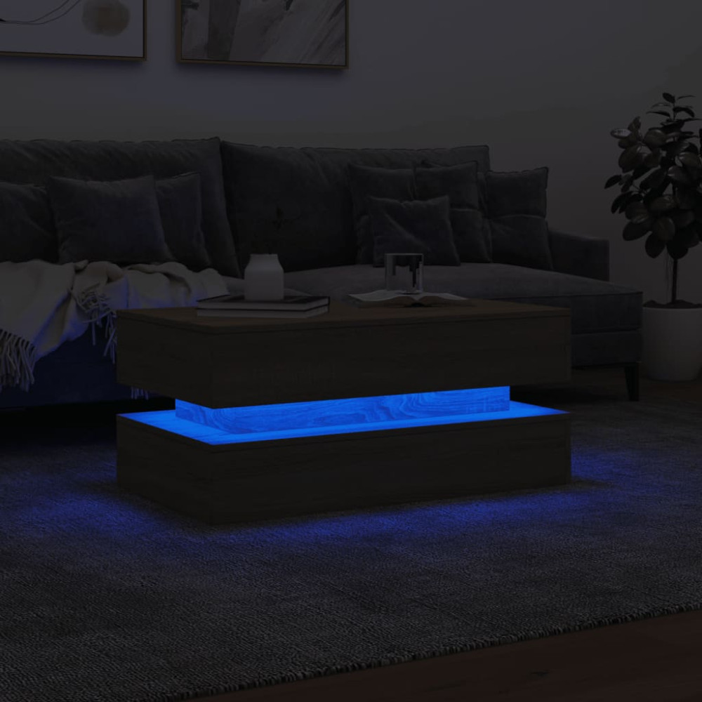 Produktbild för Soffbord med LED sonoma-ek 90x50x40 cm