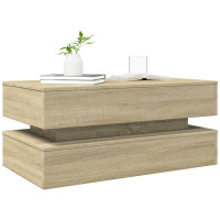 Produktbild för Soffbord med LED sonoma-ek 90x50x40 cm