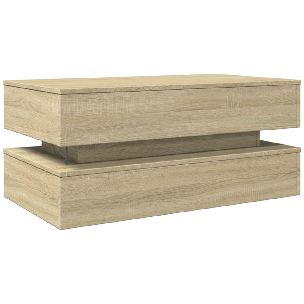 Produktbild för Soffbord med LED sonoma-ek 90x50x40 cm