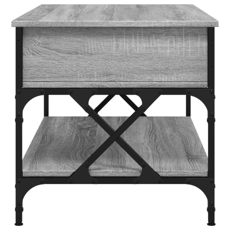 Produktbild för Soffbord grå sonoma 100x50x50 cm konstruerat trä och metall
