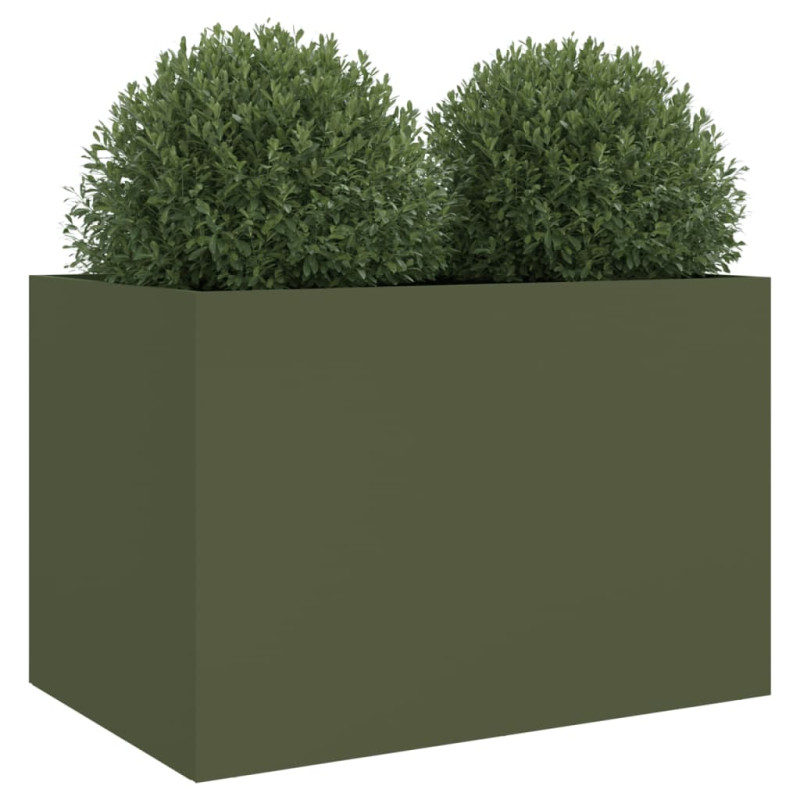 Produktbild för Odlingslåda olivgrön 62x47x46 cm kallvalsat stål