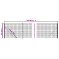 Produktbild för Stängsel med stolpsko antracit 2x10 m
