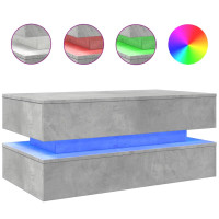 Produktbild för Soffbord med LED betonggrå 90x50x40 cm