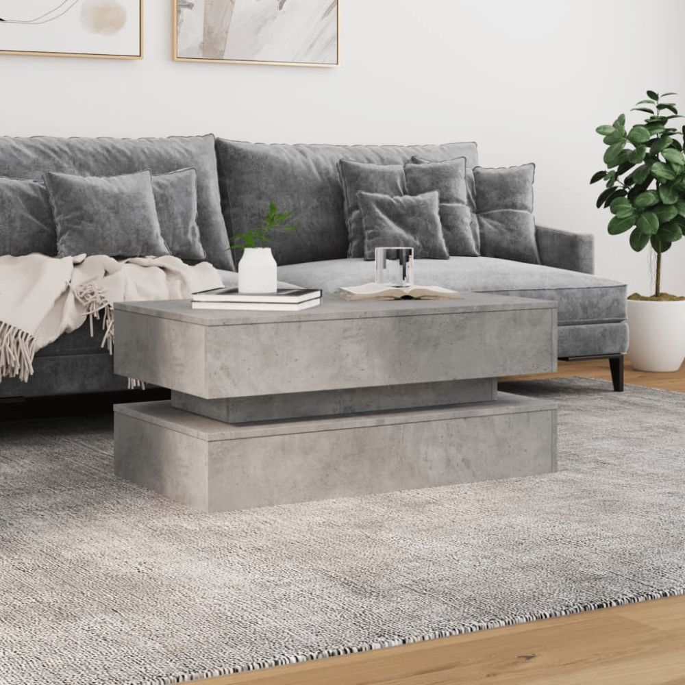 Produktbild för Soffbord med LED betonggrå 90x50x40 cm