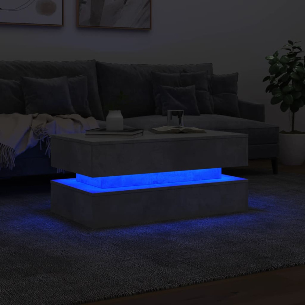 Produktbild för Soffbord med LED betonggrå 90x50x40 cm