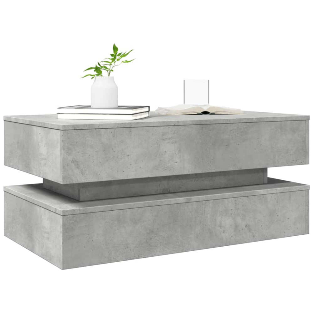 Produktbild för Soffbord med LED betonggrå 90x50x40 cm