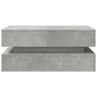Produktbild för Soffbord med LED betonggrå 90x50x40 cm
