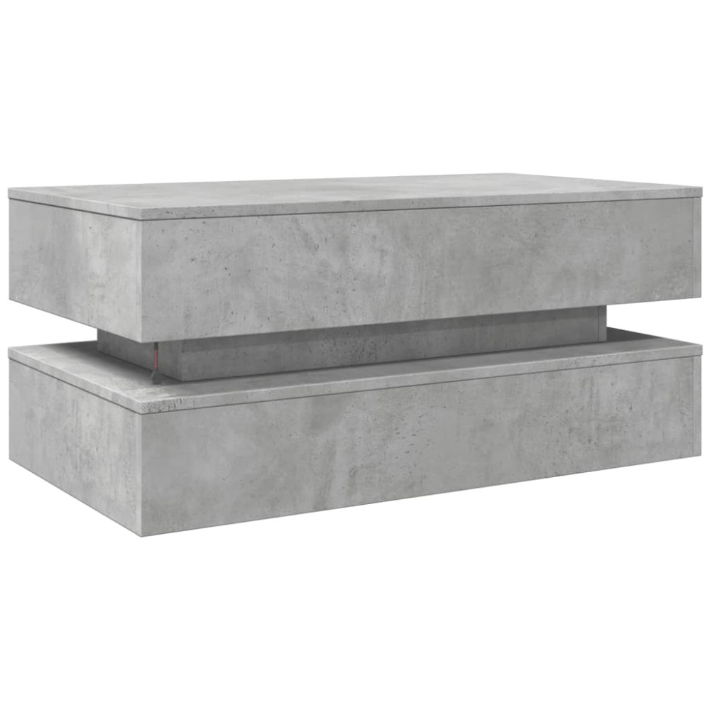 Produktbild för Soffbord med LED betonggrå 90x50x40 cm