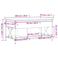 Produktbild för Soffbord svart 100x55x50 cm konstruerat trä och metall