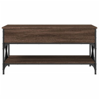 Produktbild för Soffbord brun ek 100x50x50 cm konstruerat trä och metall