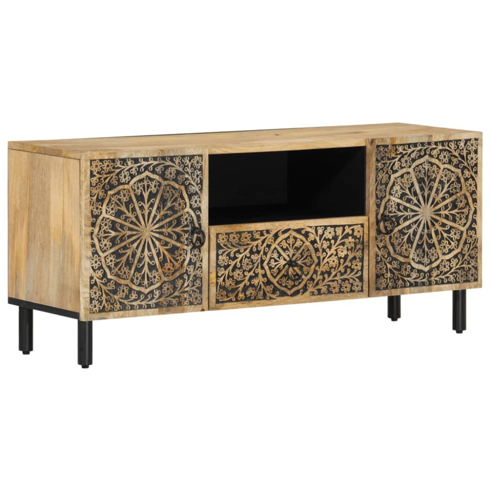 Produktbild för Tv-bänk 105x33x46 cm massivt mangoträ