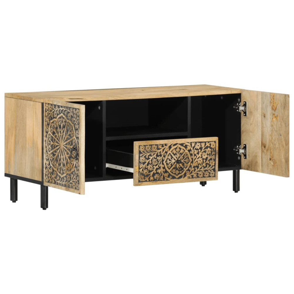 Produktbild för Tv-bänk 105x33x46 cm massivt mangoträ