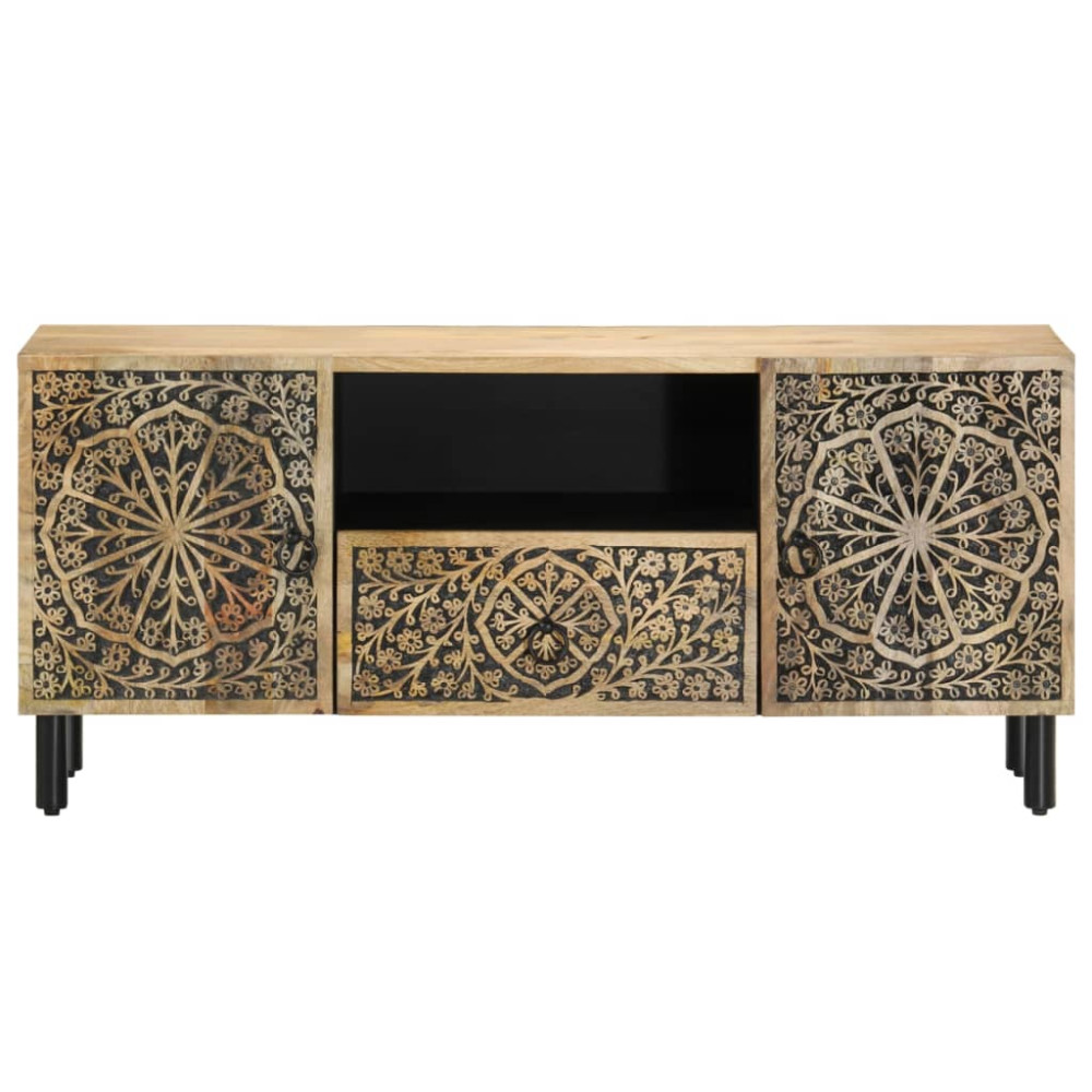 Produktbild för Tv-bänk 105x33x46 cm massivt mangoträ