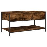 Produktbild för Soffbord rökfärgad ek 100x50x50 cm konstruerat trä och metall