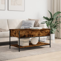 Produktbild för Soffbord rökfärgad ek 100x50x50 cm konstruerat trä och metall