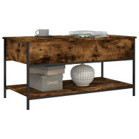 Produktbild för Soffbord rökfärgad ek 100x50x50 cm konstruerat trä och metall