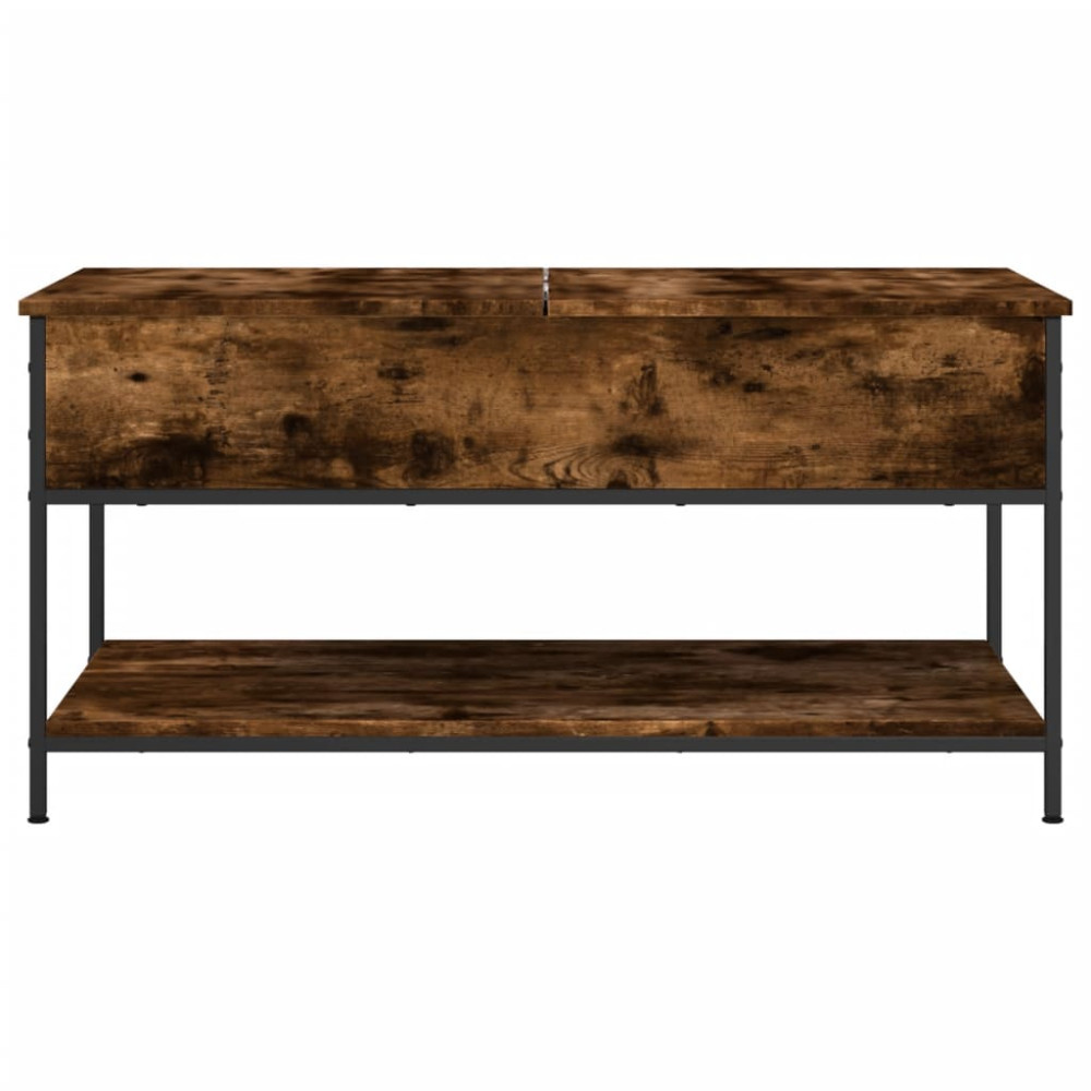 Produktbild för Soffbord rökfärgad ek 100x50x50 cm konstruerat trä och metall