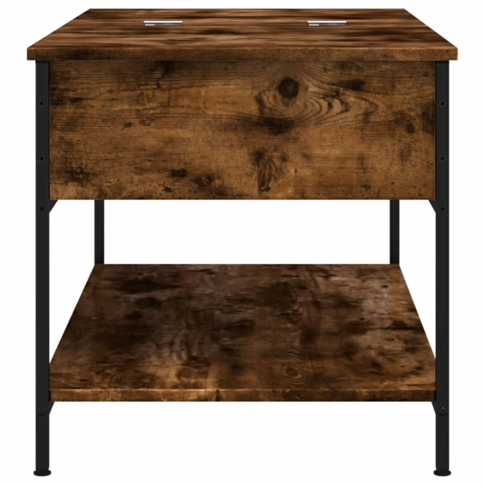 Produktbild för Soffbord rökfärgad ek 100x50x50 cm konstruerat trä och metall