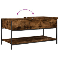 Produktbild för Soffbord rökfärgad ek 100x50x50 cm konstruerat trä och metall