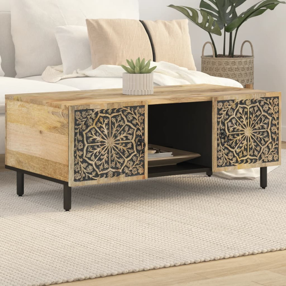 Produktbild för Soffbord 100x54x40 cm massivt mangoträ