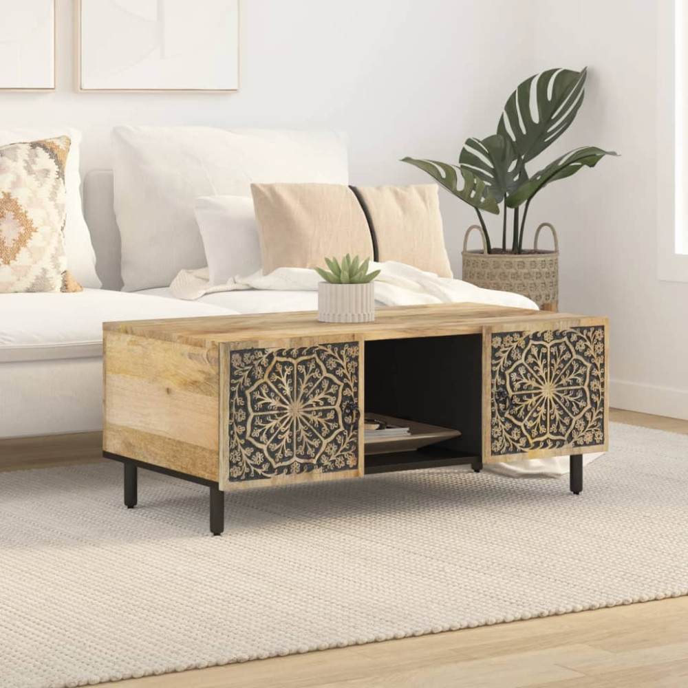 Produktbild för Soffbord 100x54x40 cm massivt mangoträ
