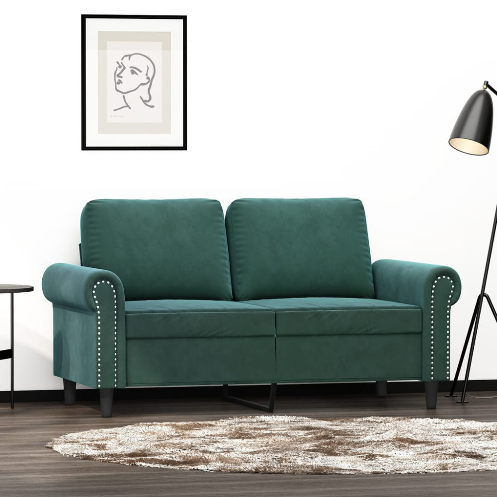 Produktbild för Soffa 2-sits mörkgrön 120 cm sammet