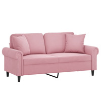 Produktbild för 2-sitssoffa med prydnadskuddar rosa 140 cm sammet