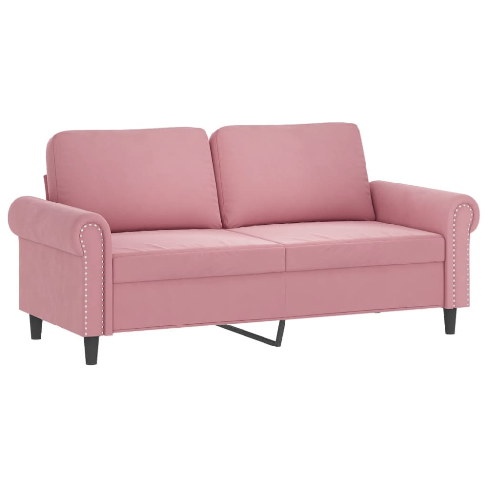 Produktbild för 2-sitssoffa med prydnadskuddar rosa 140 cm sammet