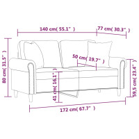 Produktbild för 2-sitssoffa med prydnadskuddar rosa 140 cm sammet