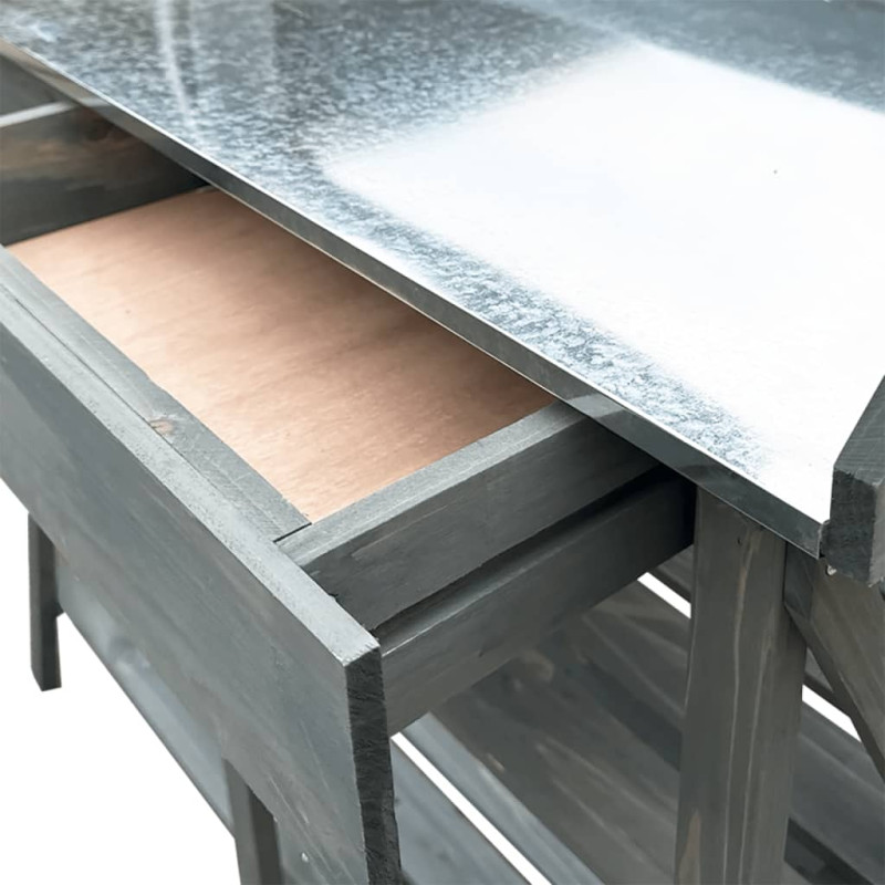 Produktbild för Planteringsbord med hyllor grå massivt granträ