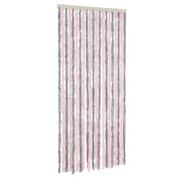 Produktbild för Insektsgardin silvergrå och rosa 90x200 cm chenille