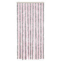 Produktbild för Insektsgardin silvergrå och rosa 90x200 cm chenille