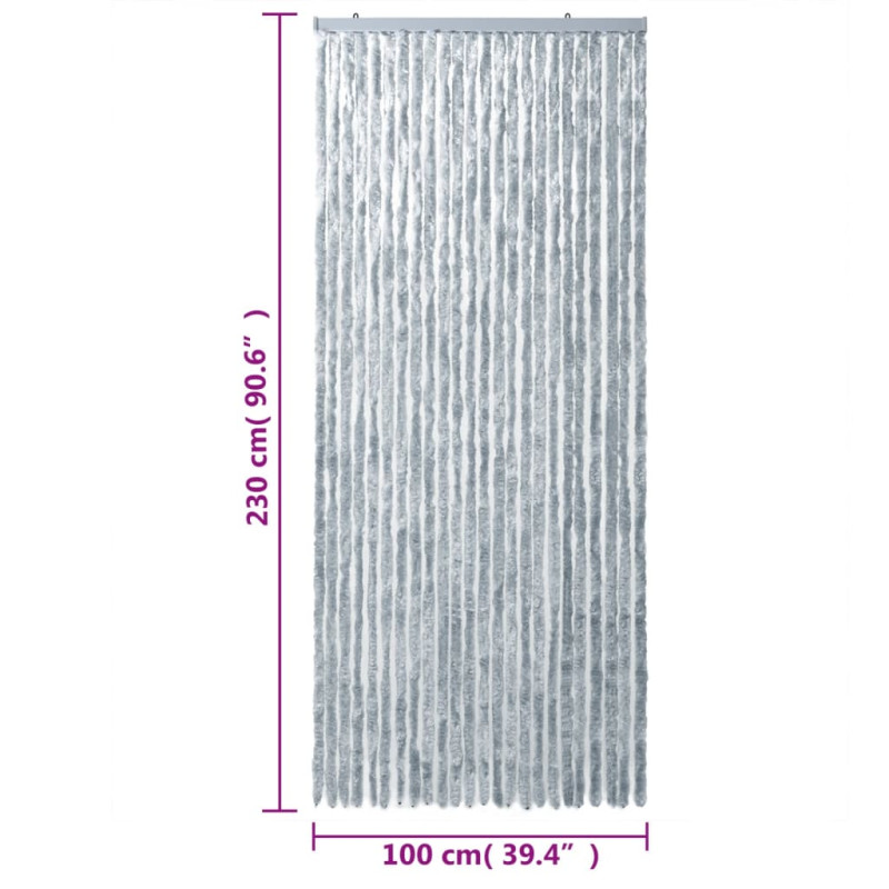 Produktbild för Insektsgardin vit och grå 100x230 cm chenille